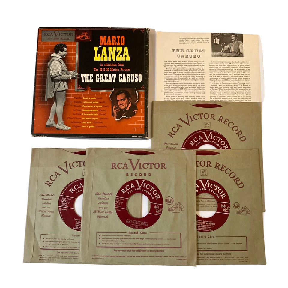 7" 45 RPM - 4X Box Set, Mario Lanza, The Great Caruso, Opera, RCA Victor WDM1506 Foto 2 de 4