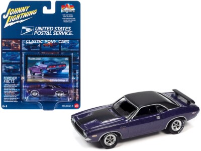 1970 DODGE CHALLENGER R/T PURPLE ''USPS'' 1/64 JOHNNY LIGHTNING JLPC012-JLSP331
