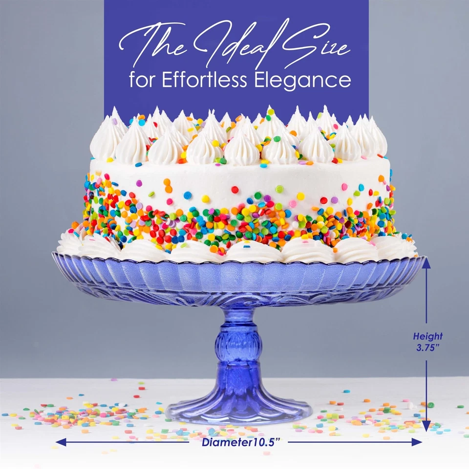 Soporte para pasteles de vidrio con patas de flores Amici Home - Cobalto Foto 4 de 4