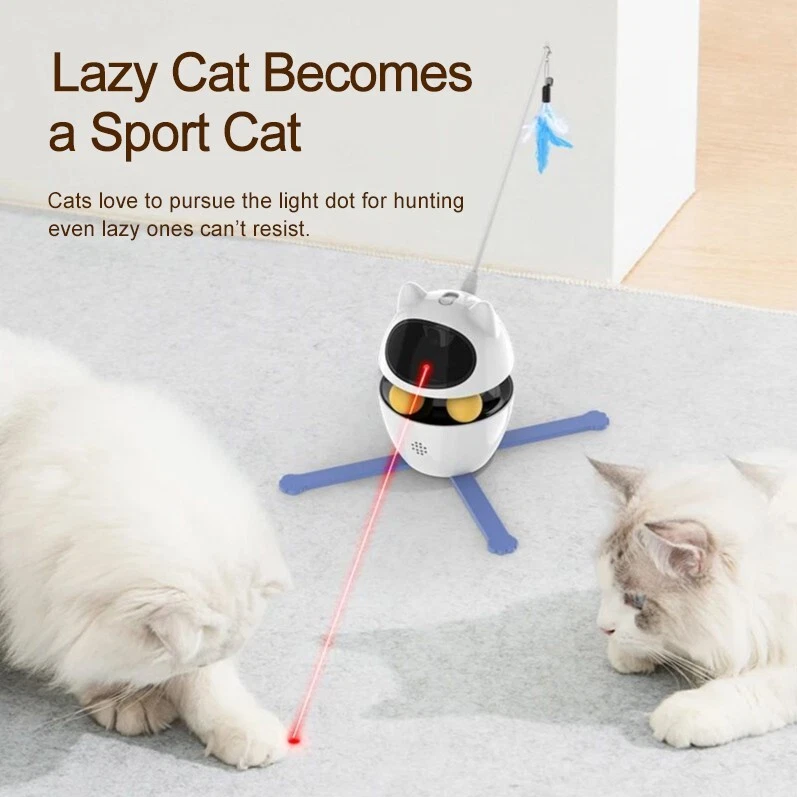 3 In 1 Interactive Cat Toys with Rolling Ball Automatic Cats Laser Toy with Feat