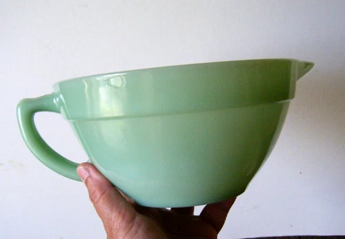 Vintage 50s #1 Jadeite Fire King Oven Ware 7.5" Mixing Batter Bowl Jadeite Green