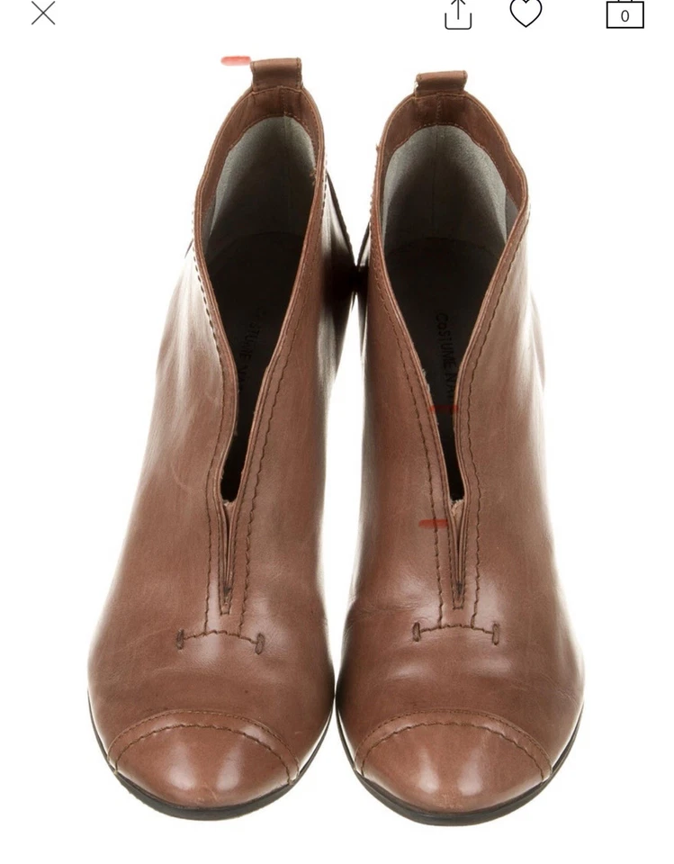 Costume National Leather Ankle BootsBrown • Semi-Pointed Toes • Stiletto Heels - Image 3 of 4