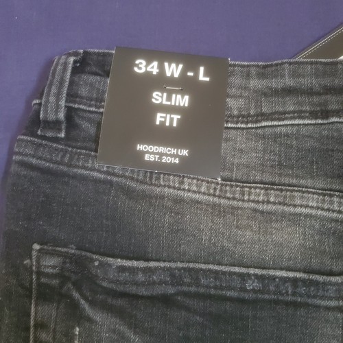 HOODRICH NEU MIT ETIKETT UVP - £60 Jeans Herren Größe M W34 L31 Distressed Stretch Denim schwarz - Bild 16 von 21