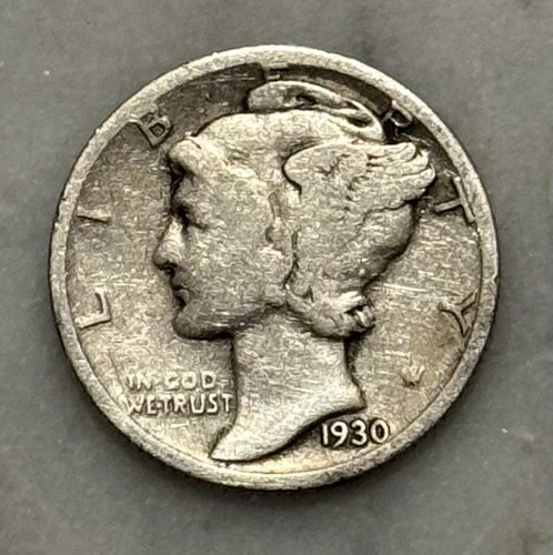 1930-S Mercury Dime - G - Good - 90% Silver