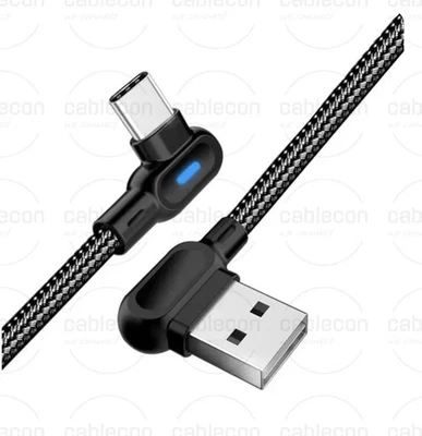 USB-C Kabel 90° Winkel LED Ladekabel Typ A-C Schnellladekabel für Samsung Handy - Bild 1 von 4