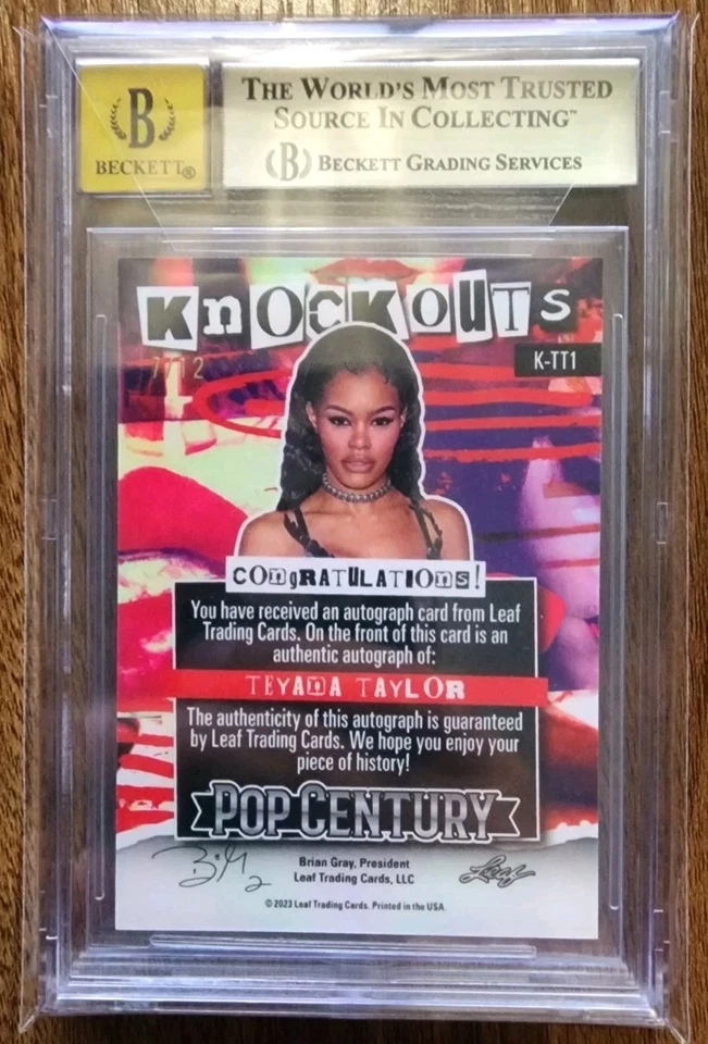 2023 Leaf Pop Century- Teyana Taylor -Knockouts Auto 7/12 (Beckett 9.5 GEM MINT) - Image 2 of 2