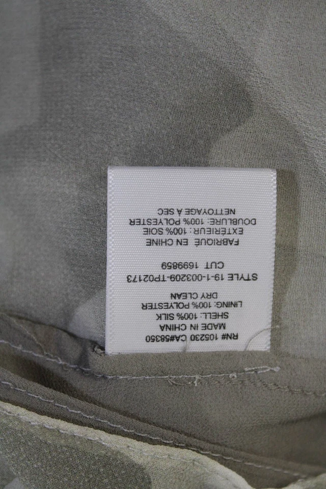 Joie 女式长袖 V 领透明丝绸迷彩上衣棕色白色 S 码 — 第 4/4 张图片