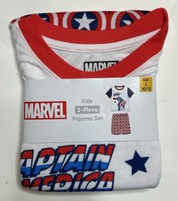 MARVEL Boys Pajama Set CAPTAIN AMERICA Short Sleeve T-Shirt  Shorts Large 10/12