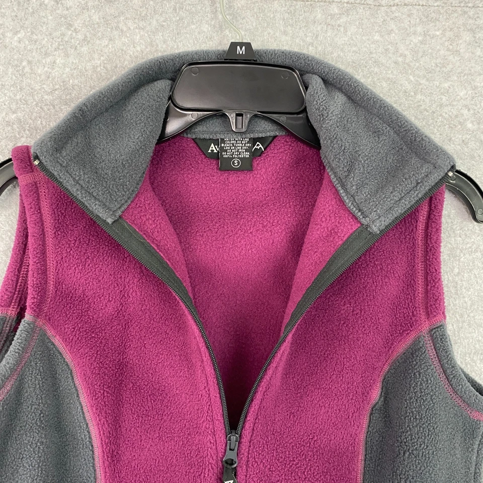 Avalanche Vest Womens S Burgundy Gray Fleece Full Zip Pockets Polartec Outdoor - Image 4 of 4