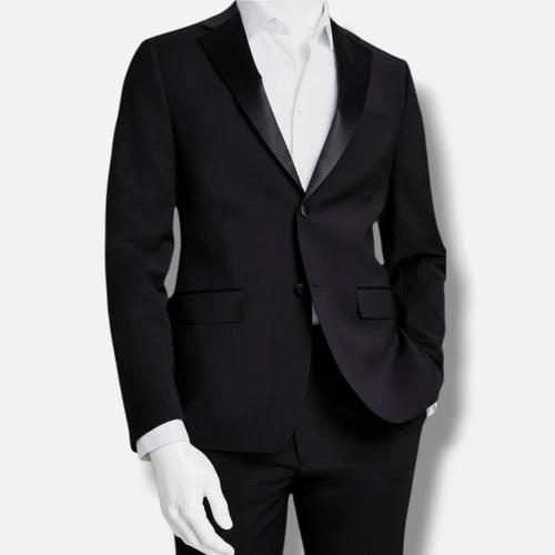 Calvin Klein Men's Black Wool Skinny-Fit Tuxedo Sport Coat Suit Jacket Size 40R