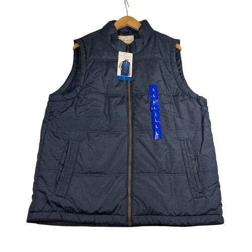 Weatherproof Vintage Mens Puffer Vest Navy Blue Quilted Flannel Lined Large NEW - product listing photo