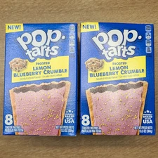 (2 Boxes) Kelloggs Frosted Lemon Blueberry Pop Tarts 16 Toaster Pastries Total