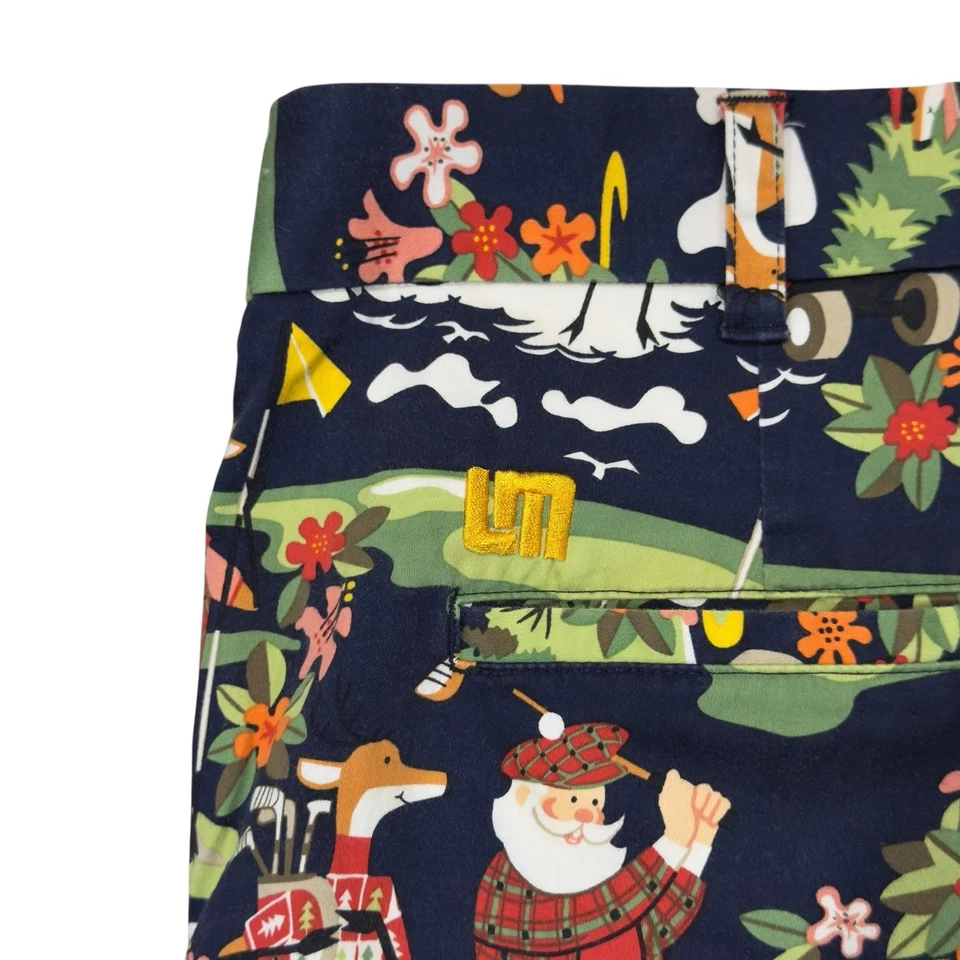 Loudmouth Men's Size 38 Christmas Santa Claus 10" Inseam Golf Chino Shorts euc - Image 3 of 4