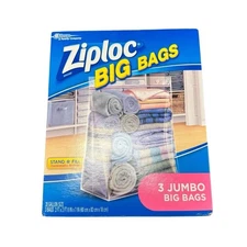 NEW Ziploc 3-Count Jumbo Big Clear Storage 20 Gallon Stand & Fill Expandable