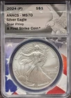 2024 Silver Eagle ANACS MS70 Star Privy First Strike Coin