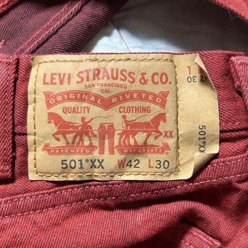 Levi's 501XX Straight Color Denim Pants in Red W42 L30 [VG Levi's 501XX Straight Color Denim Pants in Red W42 L30 [VG