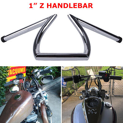 Universal Handlebars 1" Z Bars For Honda Yamaha Suzuki Bobber Chopper Chrome