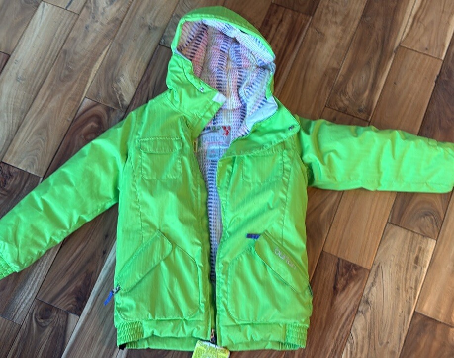Burton Snowboard Coat XL Kids Ski Parka Lime Green Waterproof