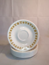 Lot Of 11 Vintage CORELLE BY CORNING Butterfly Gold Floral Saucer Plates 