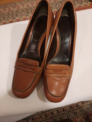 BALLY BERET Womens N Brown Leather Secretary Pumps Brogue Wingtip Shoes  Heels