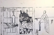 Fine Art Original Painting Oil on Paper - "Feudalism Triptych"