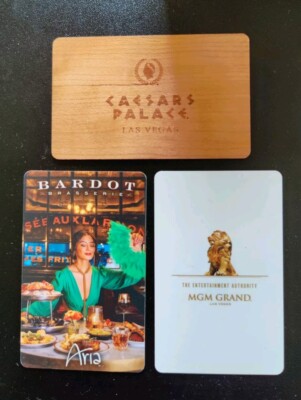 CAESARS PALACE (WOOD), MGM GRAND, ARIA VEGAS HOTEL room key cards