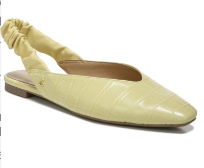 CIRCUS BY SAM EDELMAN Womens Sz M Yellow Croc Scrunched Slingback Omina  Flats
