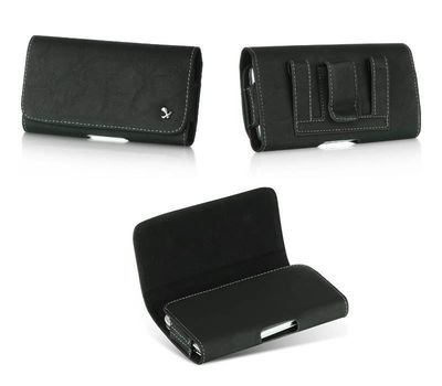 Black Leather Belt Clip Horizontal Holster Pouch Case for Apple iPhone 5 5C 5S