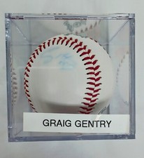 AUTHENTIC CRAIG GENTRY AUTOGRAPHED OLB MLB BASEBALL TEXAS RANGERS LOGO AUTO CASE