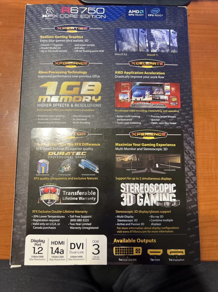 XFX R6750 CORE EDITION PCI Express 2.1 1GB DDR3 HD-675X-ZD BRAND NEW - Image 2 of 2