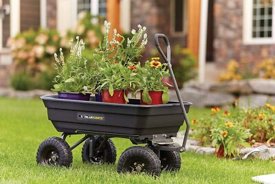 Gardening Wagon Dump Cart Dirt Wood Hauler Hauling All Terrain Heavy Duty Steel