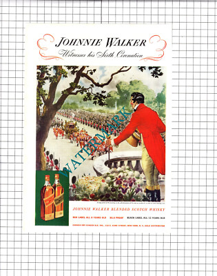 Johnnie Walker Whisky Krönung Werbung - 1937 Ausschnitt / Druck