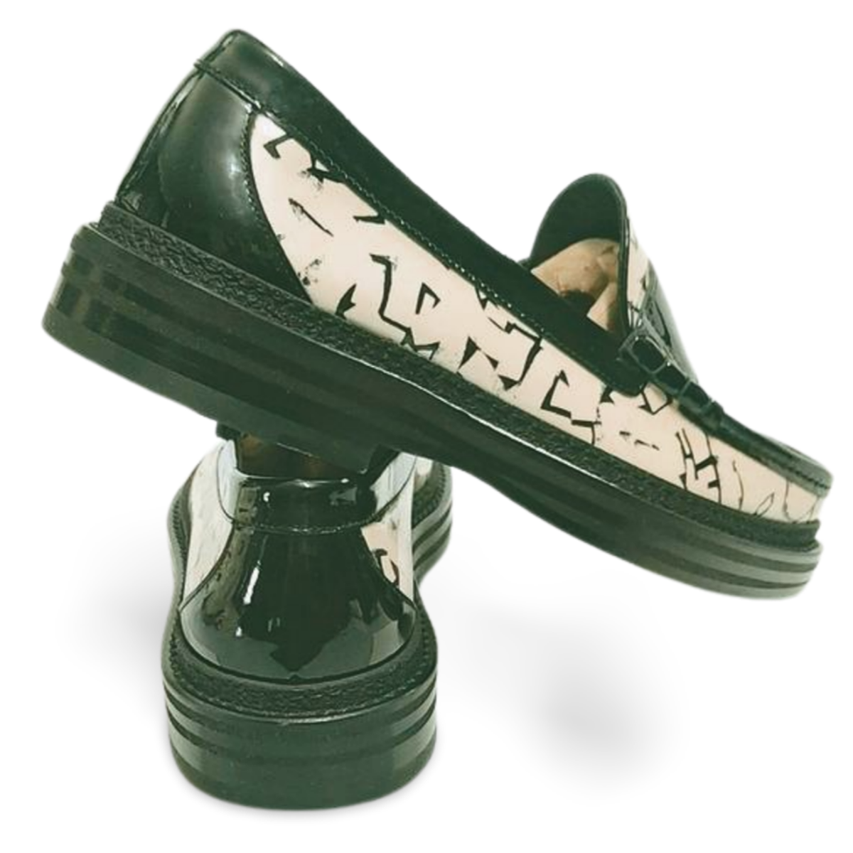 JIMMY CHOO x Eric Haze Curated by Poggy Beige Black Leather