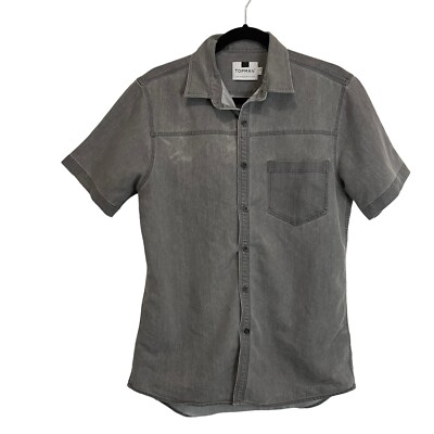 Topman Gray Short Sleeve Button Up Shirt Mens Size M