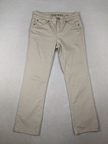 CODE BLEU - WOMEN'S BEIGE EMBELLISHED GWEN STRAIGHT JEANS - SIZE 6PR - Picture 3 of 13