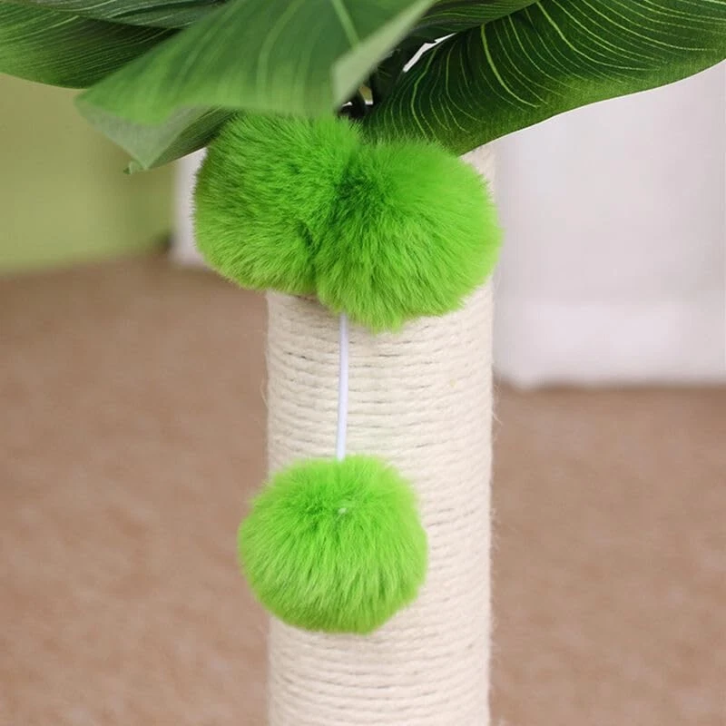 12” Tall Cat Scratching Post with Ball Rope, Indoor Sturdy Natural Sisal Rope - Image 3 of 4