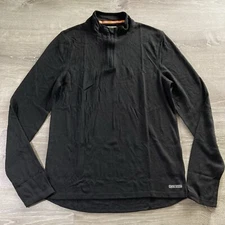 Omni Wool 1/4 Zip Pullover Men's XL Black Base Layer Thumb Holes Wool Blend
