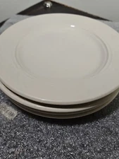 SET OF 4 HOMER LAUGHLIN - GOTHIC - IVORY CREAM EMBOSSED -6.25" Appetizer Plate