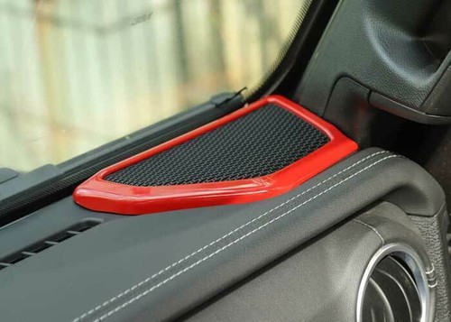 For Jeep Wrangler JL 18-2024 Fiery Red Dashboard Speaker Sound Cover Trim 2PCS - Picture 8 of 8
