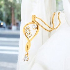 Pave 0.50 Cts F/VS Round Brilliant Cut Natural Diamonds Necklace 14K Yellow Gold