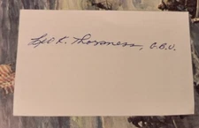 Col. LEO K. THORSNESS Vietnam War Medal of Honor Recipient Signed 3x5 MOH POW