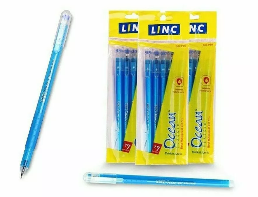 25 Linc OCEAN CLASSIC Gel Pen BLUE| 0.55 mm | Waterproof Gel Ink | textured  Grip