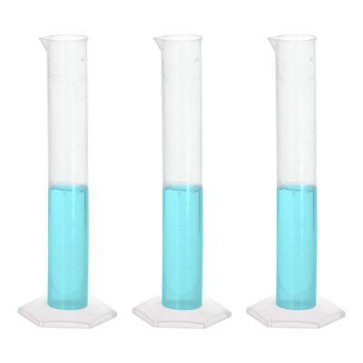 50ml PP Plastic Graduated Cylinder, 3 Pack Hex Base White Graduations