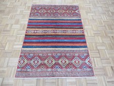 3'11 X 5'9 Hand Knotted Multi Color Super Kazak Khorjin Oriental Rug G5669