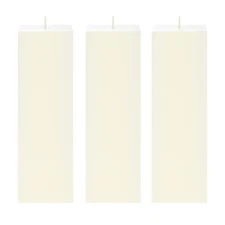 Mega Candles - Unscented 3"x 9" Hand Poured SQR Premium Pillar Candle Ivory 3PCS