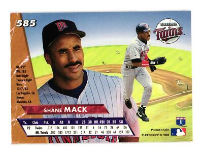 シャインまま 様 twins 1993 Ultra #585 Shane Mack Minnesota Twins | eBay
