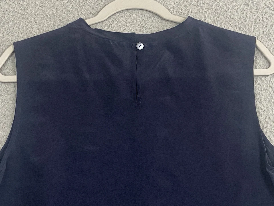 NWT Poetry 100% Silk Crepe Sleeveless Navy Blue Top Size 6 Lagenlook Flowy NEW - image 3 of 4