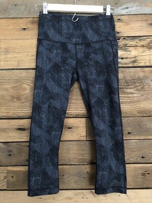 Womens Reebok Workout Athletic Capris Sz XS Gray Crosshatch Design GUC