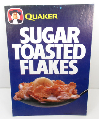 1982 Quaker Oats Sugar Toasted Flakes Cereal Store Display Cardboard Sign Vtg