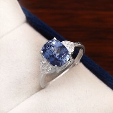 Classic Ceylon Blue Sapphire Sapphire Cushion Gemstone 925 Sterling Silver Ring